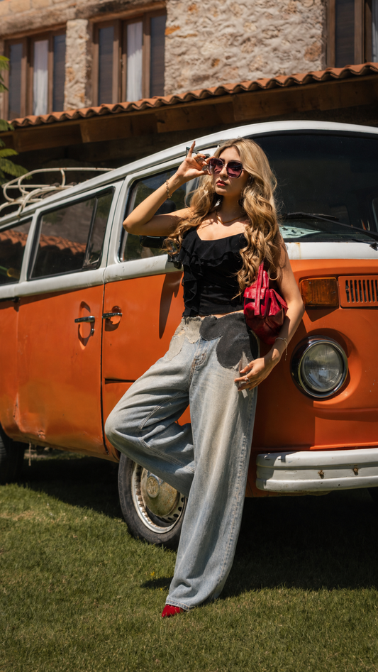 Daisy Mid-Rise Color Block Denim Jeans