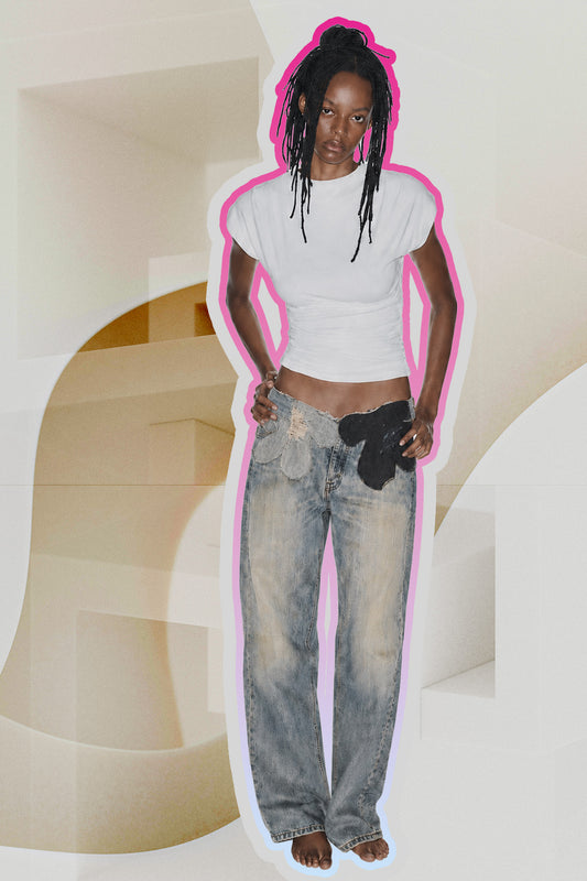 Daisy Mid-Rise Color Block Denim Jeans