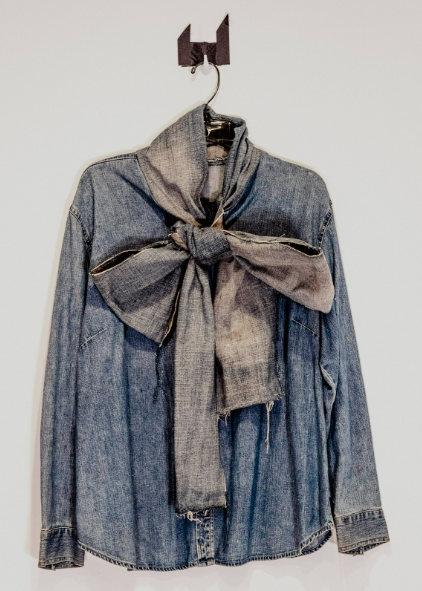 Oversized Denim Bow Shirt