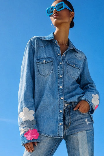 Spring Has Sprung Floral Denim Shirt
